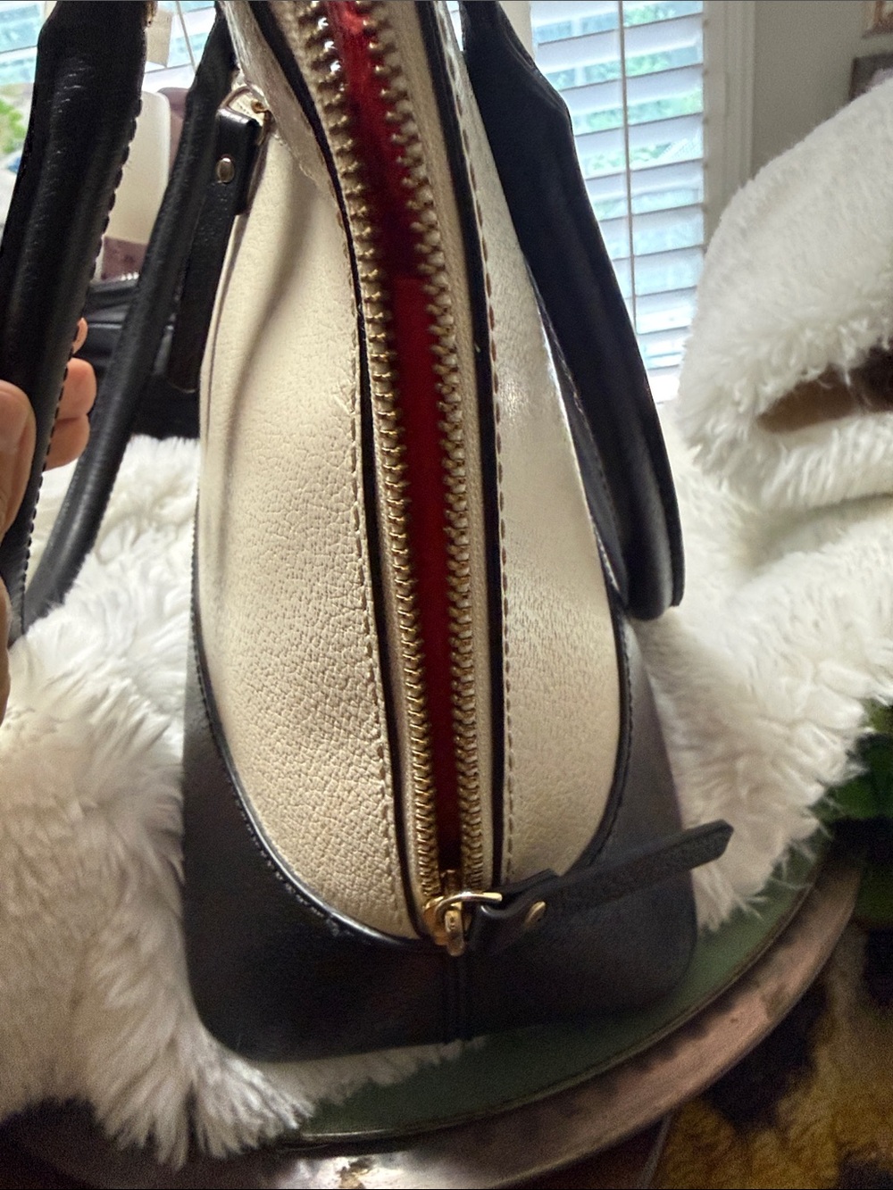 kate spade Two-Tone Cream and Black Dome Satchel - Picture 5 of 5